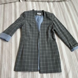 Calvin Klein grey, blue and white long blazer - size 12